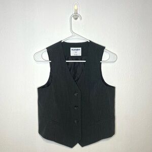 Old Navy Black Pinstriped Vest